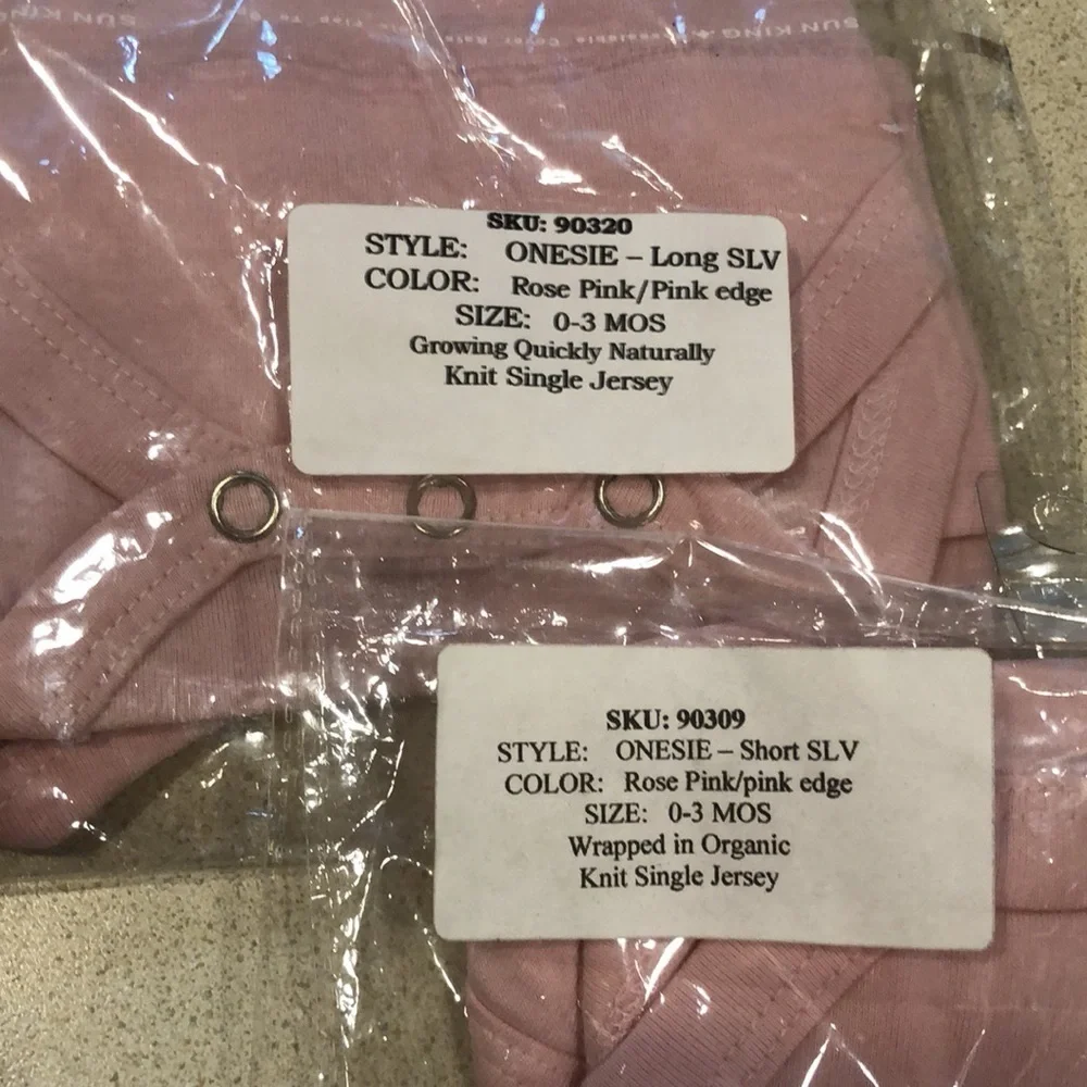 THE GREEN CREATION ORGANIC COTTON ONE PIECE BABY GIRL PINK 2 PACK SZ 0 TO 3 MO